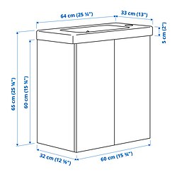 Ilustración de medidas - ENHET/TVÄLLEN mueble de lavabo con puertas/lavabo