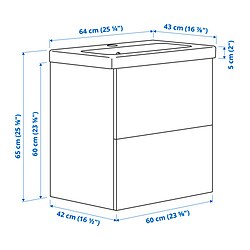 Ilustración de medidas - ENHET/TVÄLLEN mueble de lavabo con cajones/lavabo