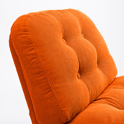 Sillón naranja, texturizado, giratorio; Diseño suave y acogedor.