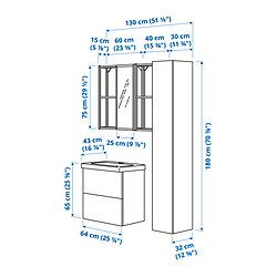 Ilustración de medidas - ENHET baño