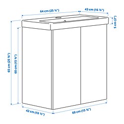 Ilustración de medidas - ENHET/TVÄLLEN mueble de lavabo con puertas/lavabo