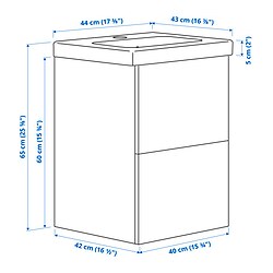Ilustración de medidas - ENHET/TVÄLLEN mueble de lavabo con cajones/lavabo