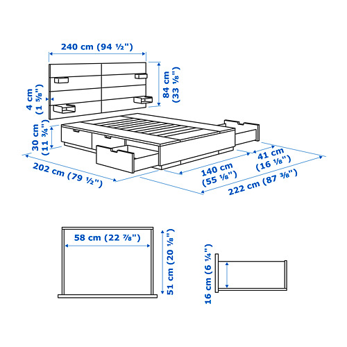 NORDLI, cama con 6 cajones y cabecero. 10 de 10 abrir diálogo