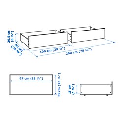 Ilustración de medidas - MALM cajones para cama