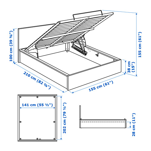 MALM, Cama con canapé abatible. 7 de 7 abrir diálogo