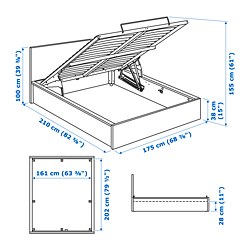 Measurement Illustration - MALM Ottoman bed