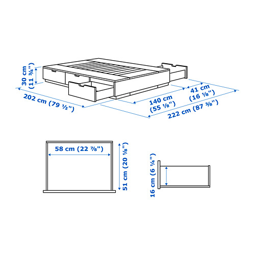 Ilustración con medidas del producto: NORDLI.
