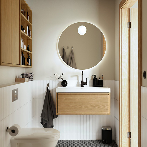 FAXÄLVEN, mirror with built-in lighting 1300 lm 2700K. 2 of 3 open dialog