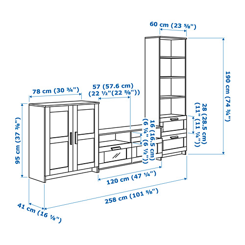 Measurement Illustration - BRIMNES TV storage combination
