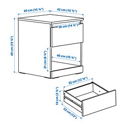 Measurement Illustration - LILLBERGET bedside table