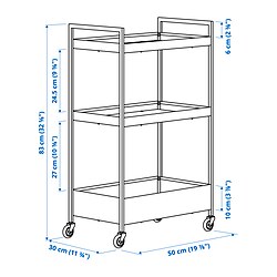 Measurement Illustration - NISSAFORS utility cart