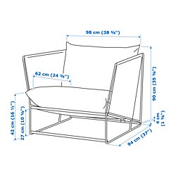 Ilustración de medidas - HAVSTEN/LÅGASKÄR sofá de exterior 2 plazas