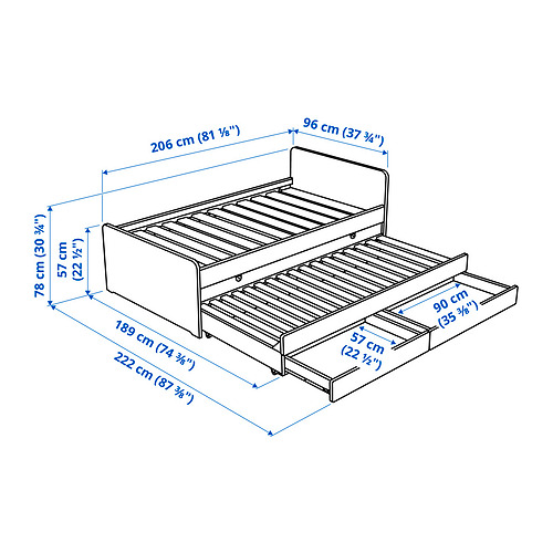 SLÄKT, bed with underbed and storage. 4 of 4 open dialog