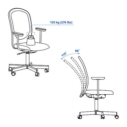 FLINTAN, silla de trabajo con reposabrazos. 3 de 9 abrir diálogo