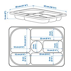 Measurement Illustration - TROFAST storage tray with compartments