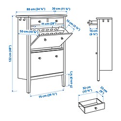 Measurement Illustration - GULLABERG shoe cabinet with 2 compartments