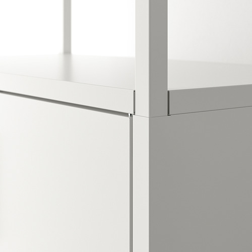 Moderno detalle de gabinete blanco, con elegantes manijas de metal y líneas limpias.