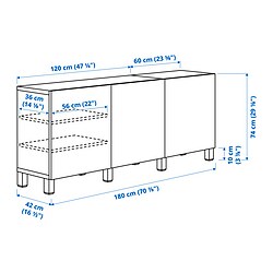 Ilustración de medidas - BESTÅ aparador con puertas