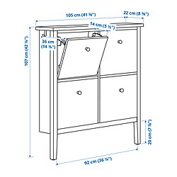 Measurement Illustration - GULLABERG shoe cabinet with 4 compartments
