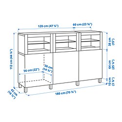 Ilustración de medidas - BESTÅ vitrina con puertas