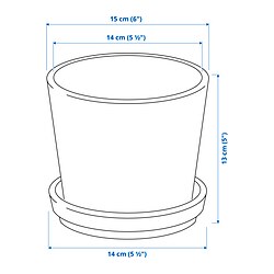 Measurement Illustration - KLOTLÖNN plant pot with saucer