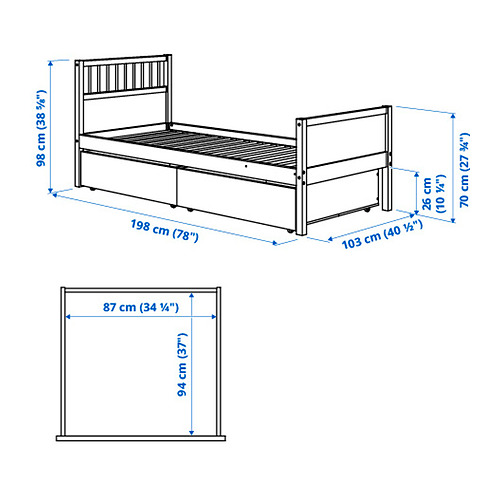 SMYGA, bed frame Twin with storage. 2 of 5 open dialog