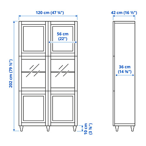Illustration with measurements for the product: BESTÅ.