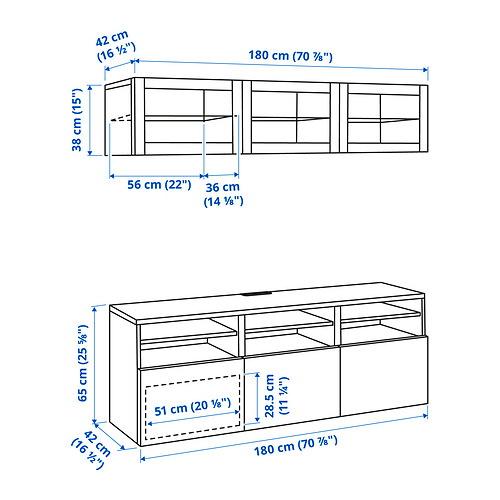 BESTÅ, mueble TV con riel para cajón con cierre suave. 9 de 9 abrir diálogo