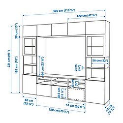 Measurement Illustration - BESTÅ TV storage combination with drawer rail, soft close