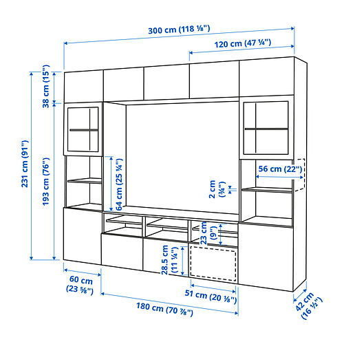 BESTÅ, TV storage combination with drawer rail, soft close. 10 of 10 open dialog