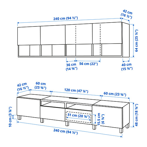 BESTÅ, TV storage combination with drawer rail, push-open. 10 of 10 open dialog
