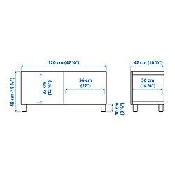 Measurement Illustration - BESTÅ TV bench with doors