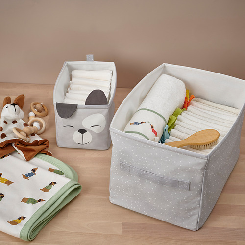 Almacenamiento para bebés con mantas, toallas, juguetes, perros