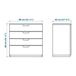 Measurement Illustration - GALANT 4-drawer filing cabinet
