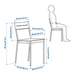 Ilustración de medidas - BUSLÄTT silla