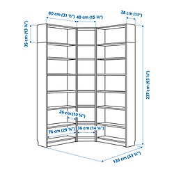 Measurement Illustration - BILLY bookcase corner