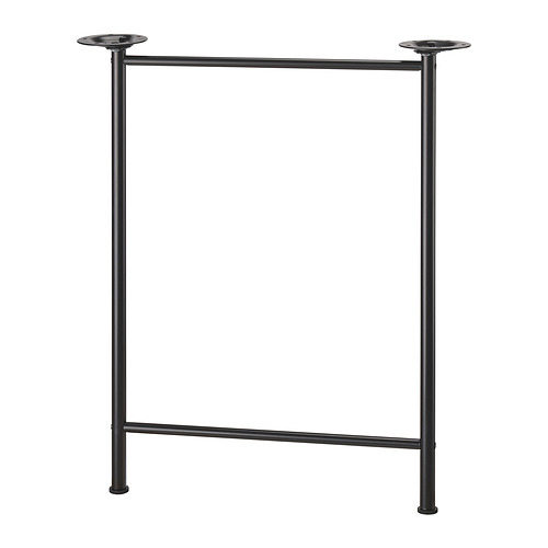 Estructura de mesa de metal LAGKAPTEN negro, cuatro patas ajustables, dos barras de soporte, ideal para varios tableros de mesa.