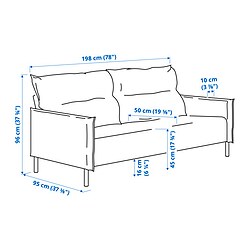 Measurement Illustration - MANNARP 3-seat sofa