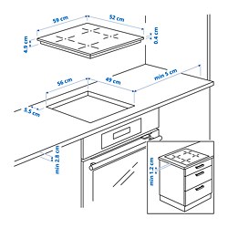 Ilustración de medidas - MATMÄSSIG placa de inducción