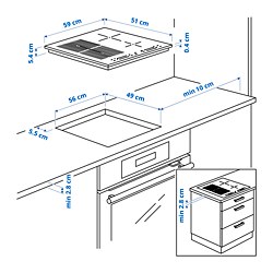 Ilustración de medidas - SMAKLIG placa de inducción