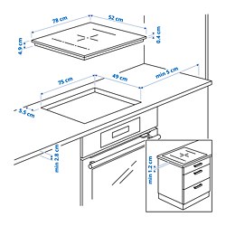 Ilustración de medidas - BLIXTSNABB placa de inducción