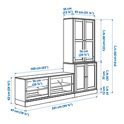 Ilustración de medidas - HAVSTA mueble TV puertas vidrio