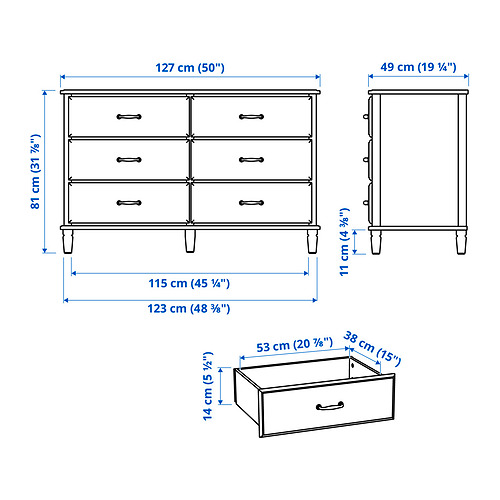 TYSSEDAL, Chest of 6 drawers. 3 of 3 open dialog