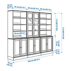 Measurement Illustration - HAVSTA glass-door cabinet