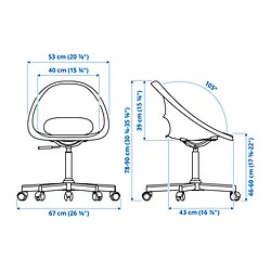 Measurement Illustration - LOBERGET/MALSKÄR swivel chair