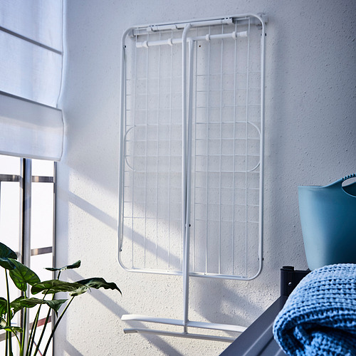 Tendedero MULIG con alas plegables, interior/exterior, cerca de la ventana, sostiene la ropa en 4 ganchos.