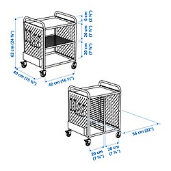 Measurement Illustration - BRÄNNBOLL shelf unit on casters