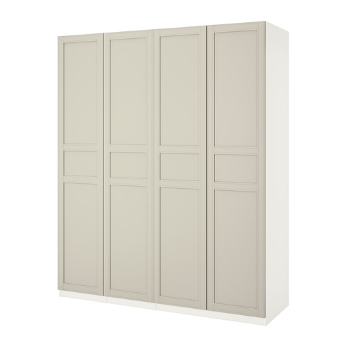 Armario Ikea PAX: color crema, rectangular, cuatro puertas, diseño de pantalla plana.