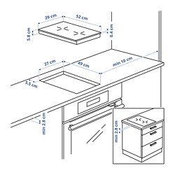 Ilustración de medidas - VÄLBILDAD placa de inducción