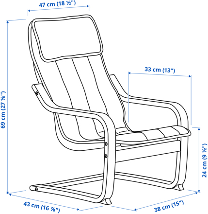 Measurement Illustration - POÄNG kid's armchair